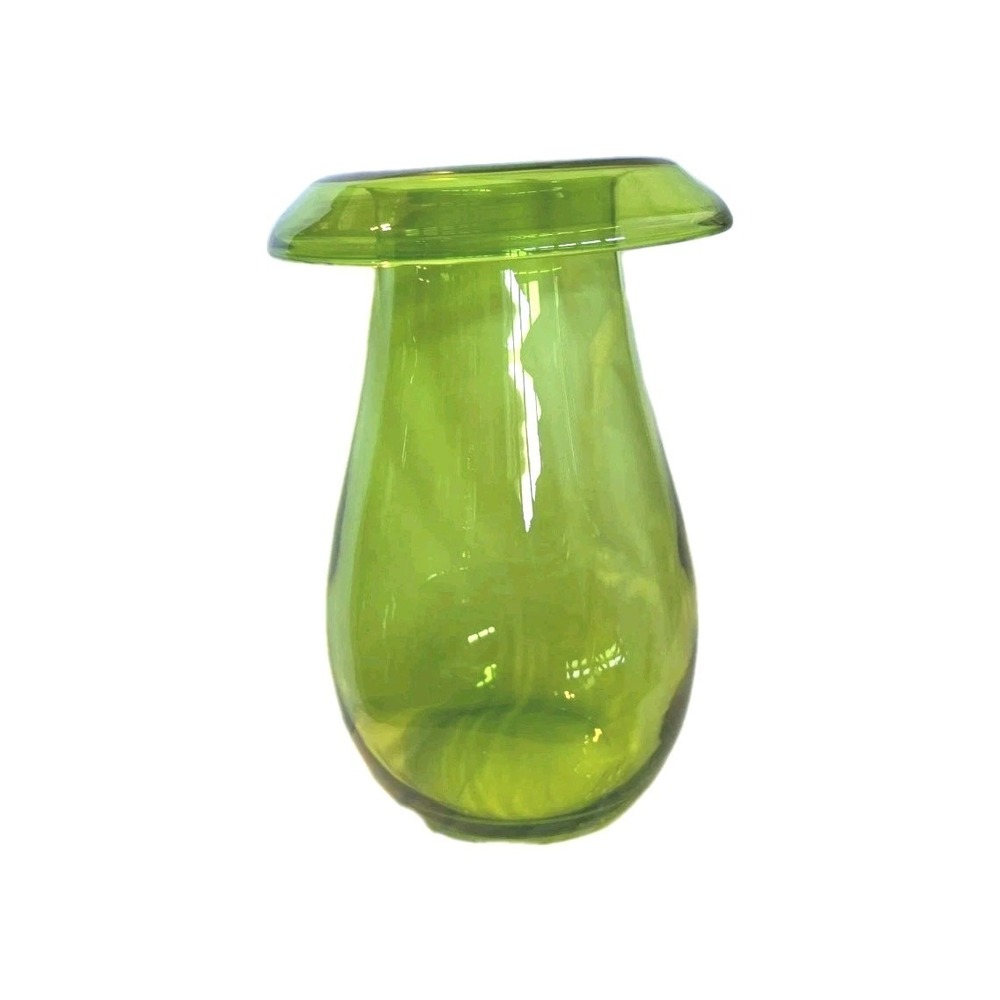 VintageScandinavian IKEA Maria Vinka Stockholm Glass 13.75" Vase Green‎ Mushroom